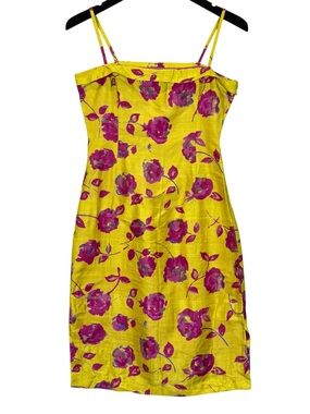 Free People Size S Vintage Y2K 100% Raw Silk Floral Midi Knee Length Dress